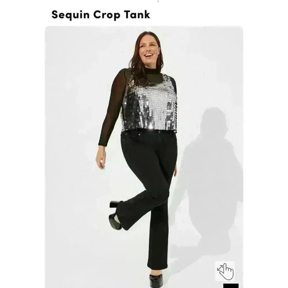 Torrid Cropped Sequin Tank Top Size 1 NWT - Picture 2 of 5